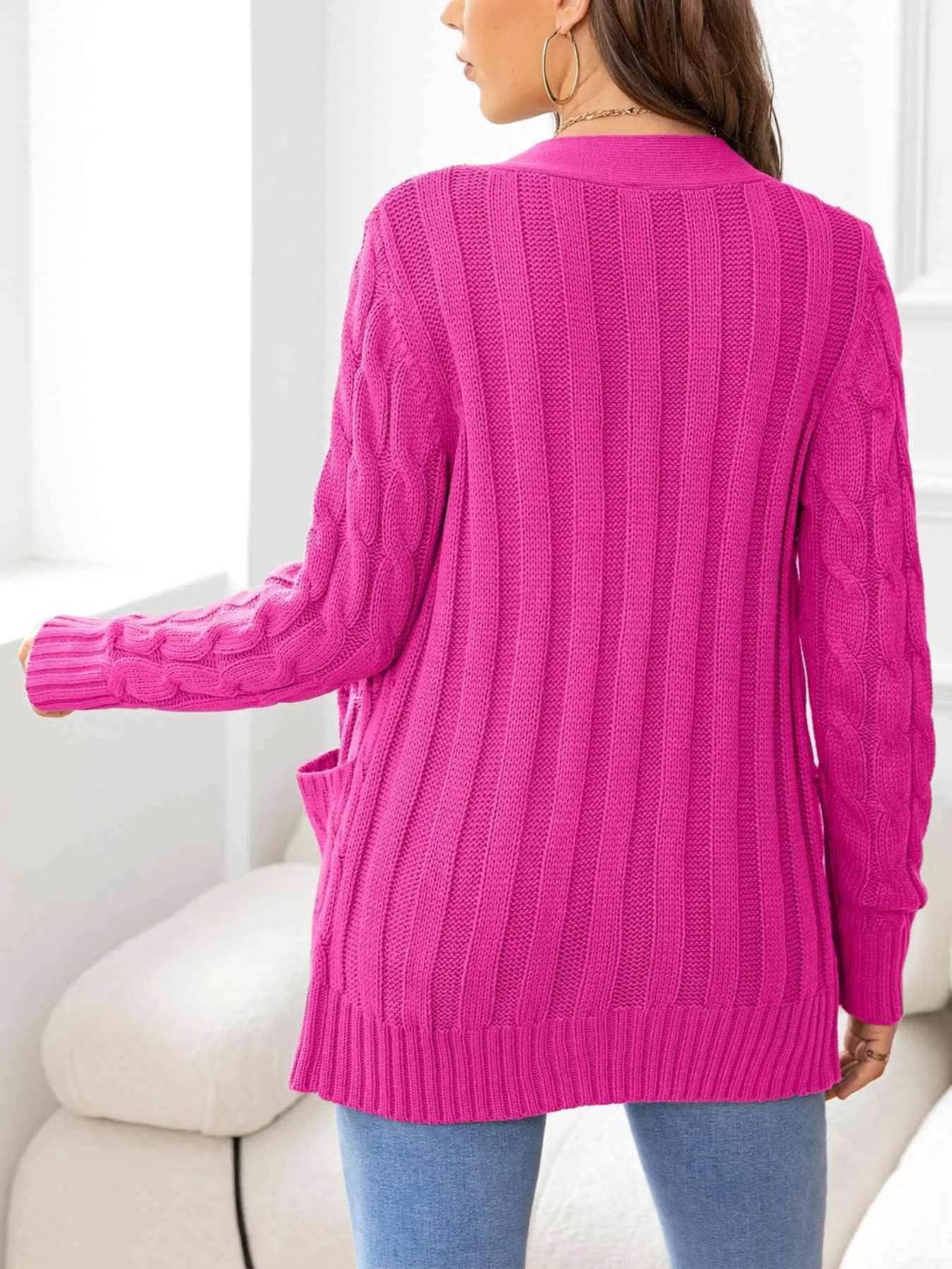 Button Down Cable Knit Cardigan – Classic Warmth & Texture | Bona Fide Fashion - Bona Fide Fashion