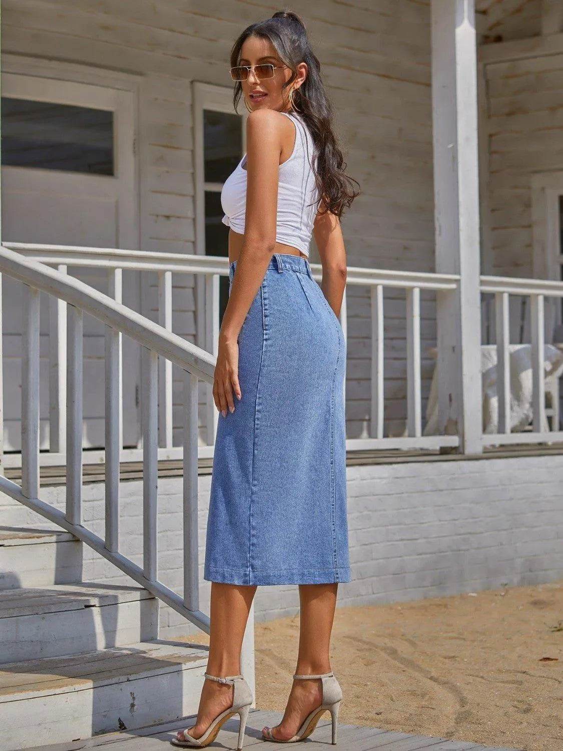 Button Down Denim Skirt – Classic, Casual & Timeless Look | Bona Fide Fashion - Bona Fide Fashion