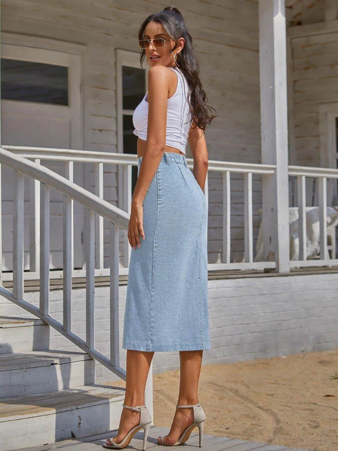 Button Down Denim Skirt – Classic, Casual & Timeless Look | Bona Fide Fashion - Bona Fide Fashion