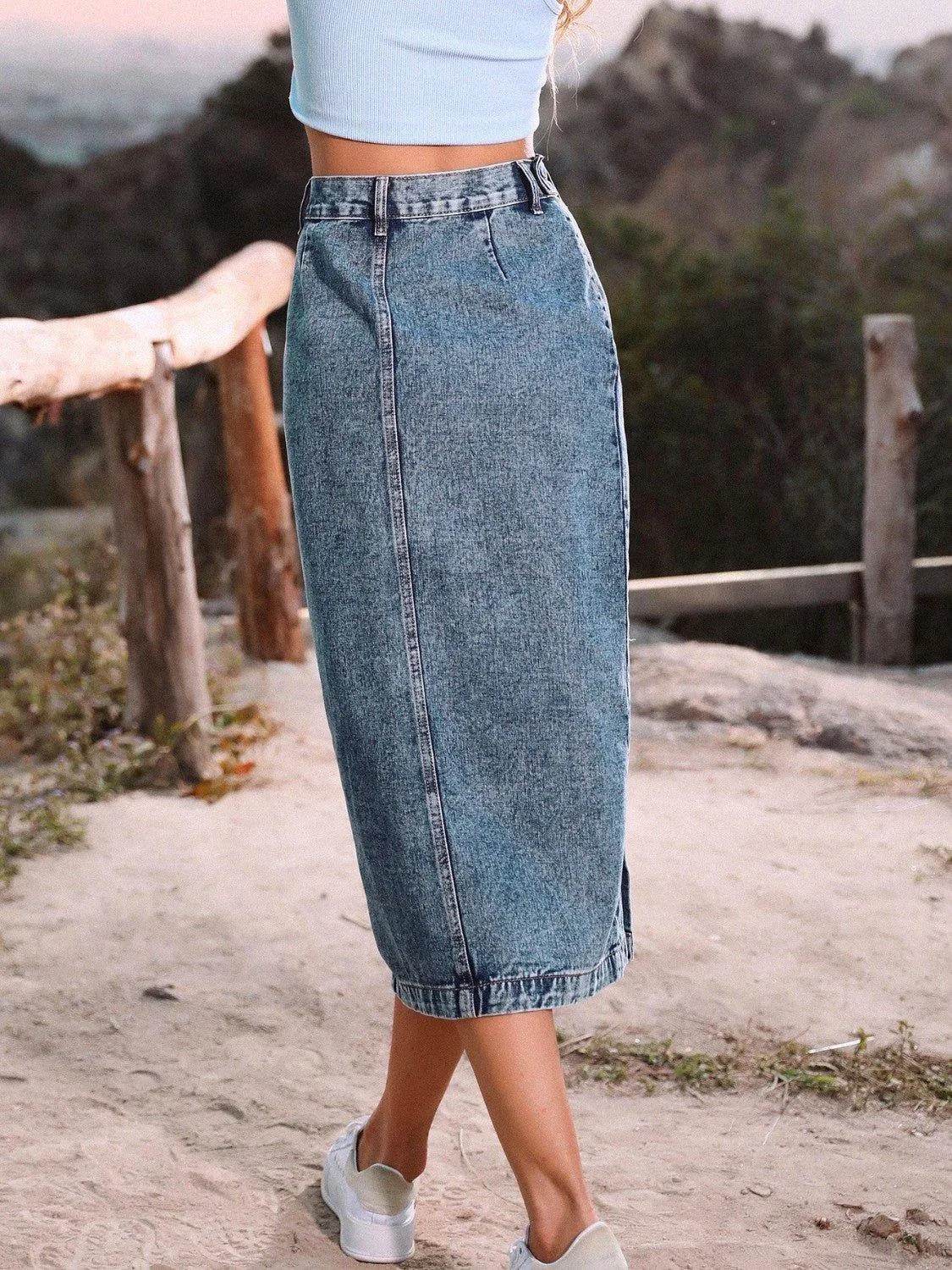 Button Down Denim Skirt – Classic, Casual & Timeless Look | Bona Fide Fashion - Bona Fide Fashion