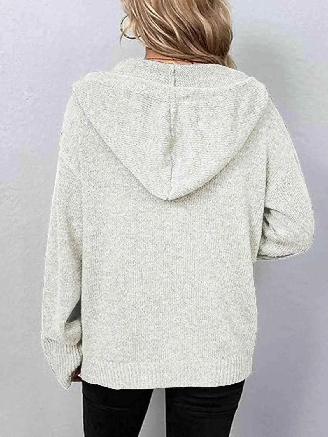 Button-Up Hooded Cardigan with Drawstring – Comfy & Casual Layer | Bona Fide Fashion - Bona Fide Fashion