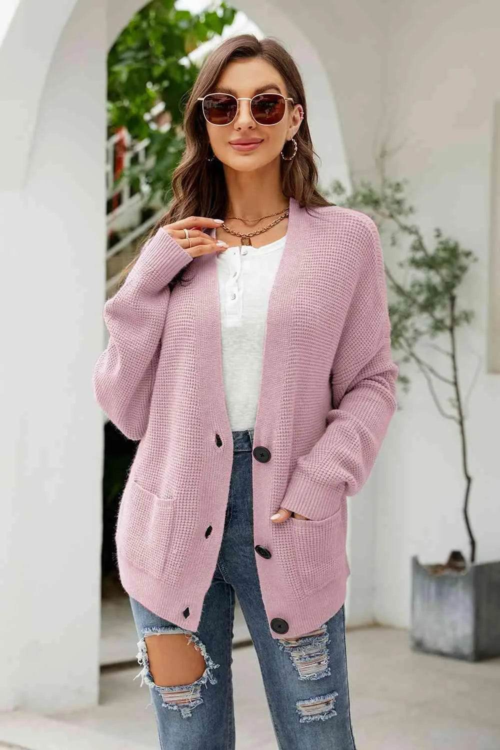 Button-Up Drop Shoulder Cardigan – Effortless Cozy Style | Bona Fide Fashion - Bona Fide Fashion