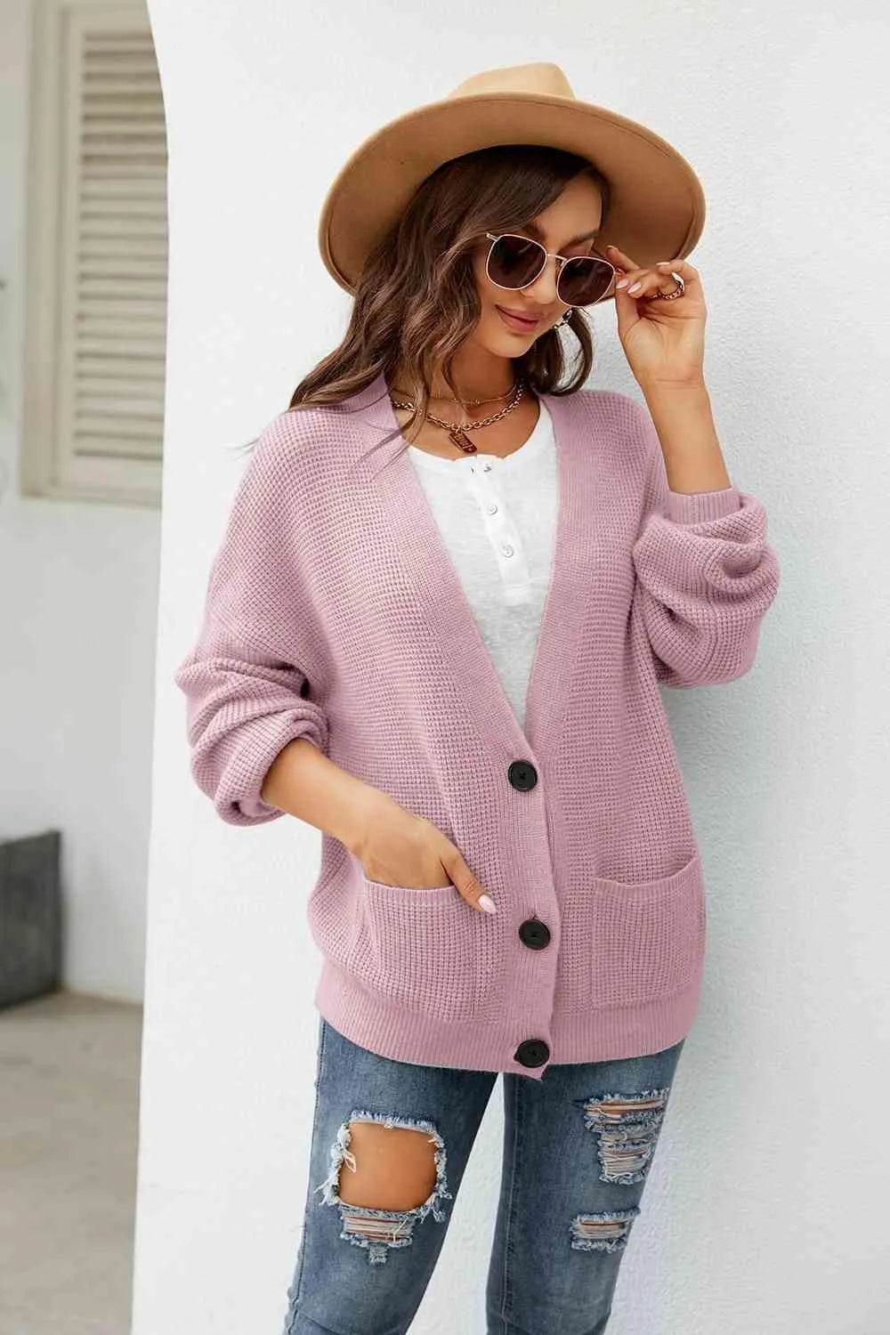 Button-Up Drop Shoulder Cardigan – Effortless Cozy Style | Bona Fide Fashion - Bona Fide Fashion