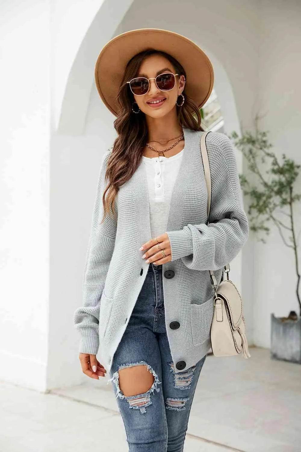Button-Up Drop Shoulder Cardigan – Effortless Cozy Style | Bona Fide Fashion - Bona Fide Fashion