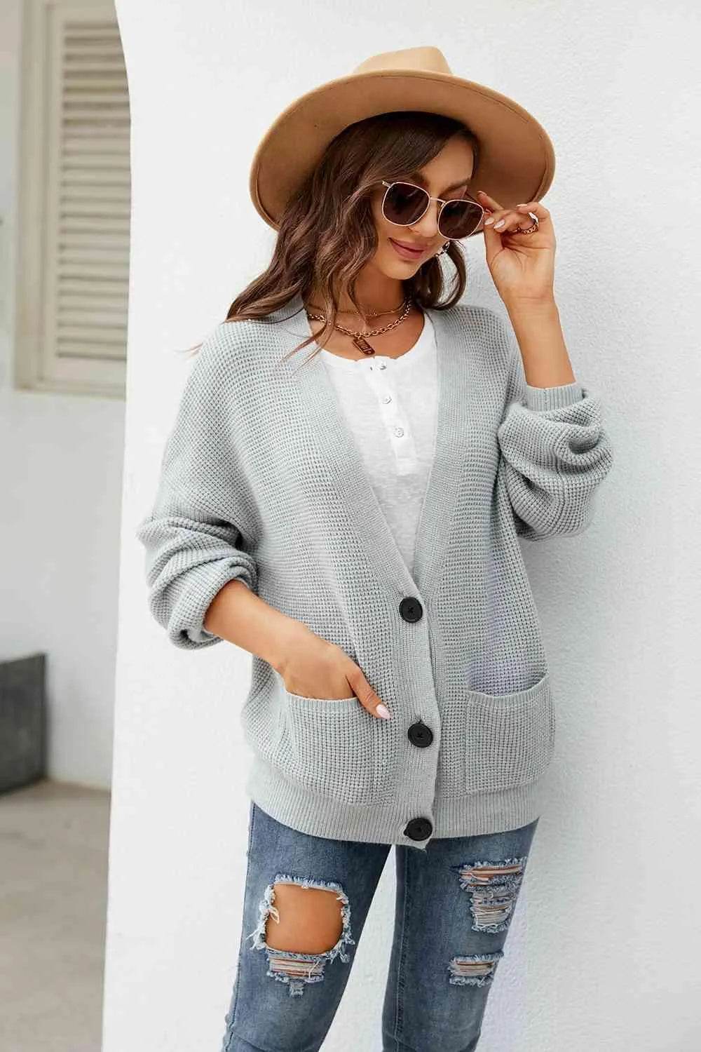 Button-Up Drop Shoulder Cardigan – Effortless Cozy Style | Bona Fide Fashion - Bona Fide Fashion
