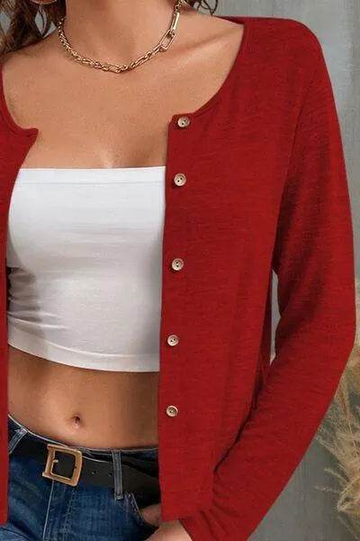 Bona Fide Fashion- Button Up Long Sleeve Cardigan - Women Fashion - Bona Fide Fashion