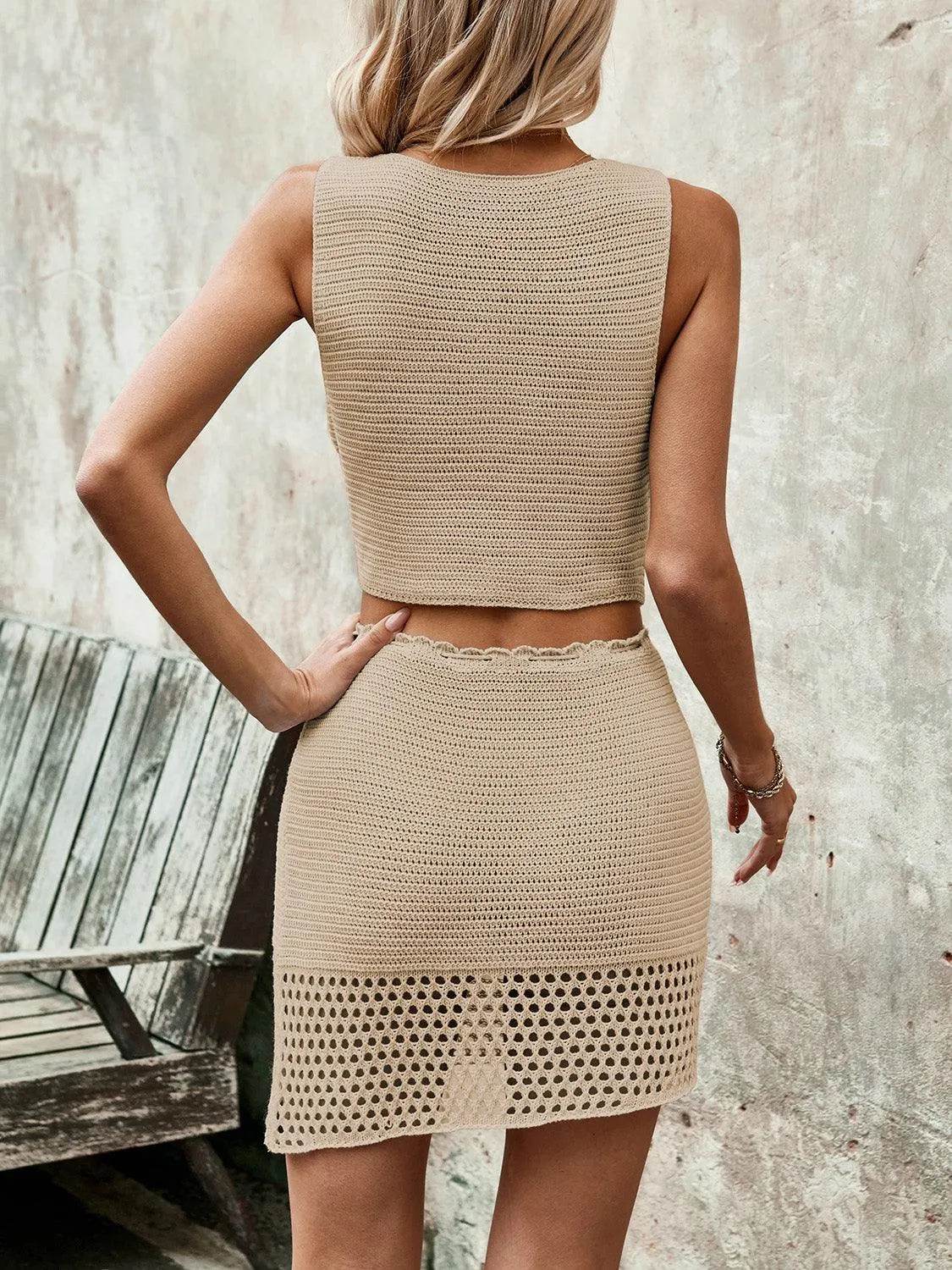 Sleeveless Button-Up Top & Drawstring Skirt Set – Effortless Summer Style | Bona Fide Fashion - Bona Fide Fashion