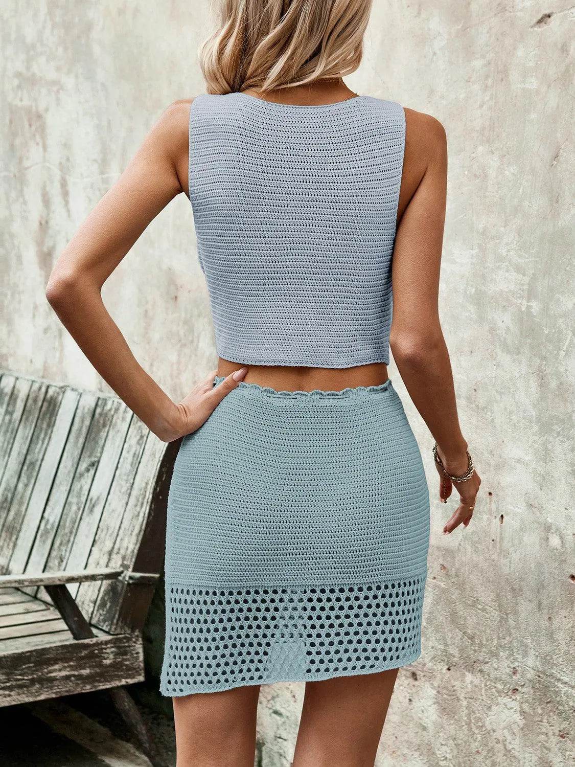 Sleeveless Button-Up Top & Drawstring Skirt Set – Effortless Summer Style | Bona Fide Fashion - Bona Fide Fashion