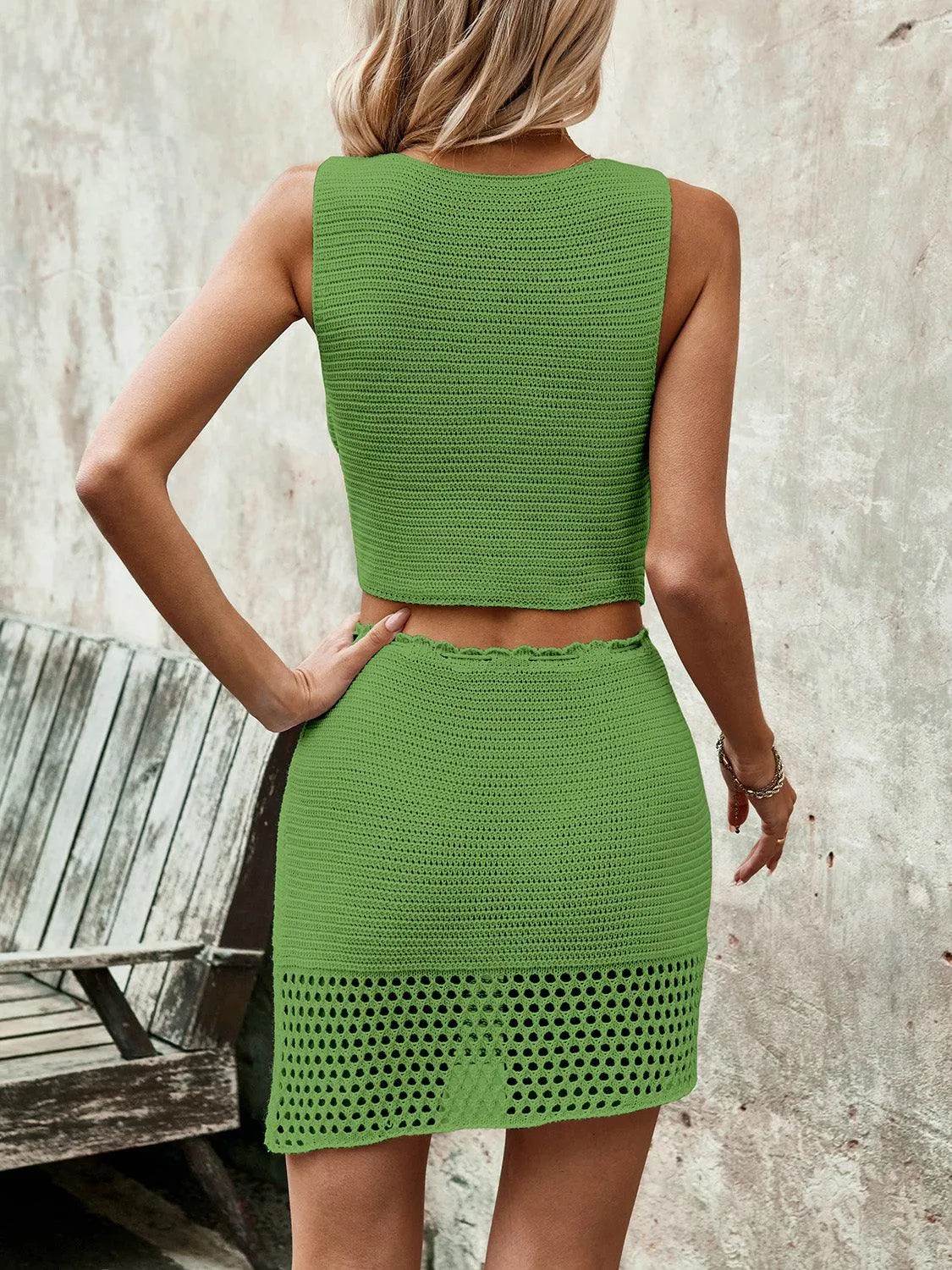 Sleeveless Button-Up Top & Drawstring Skirt Set – Effortless Summer Style | Bona Fide Fashion - Bona Fide Fashion