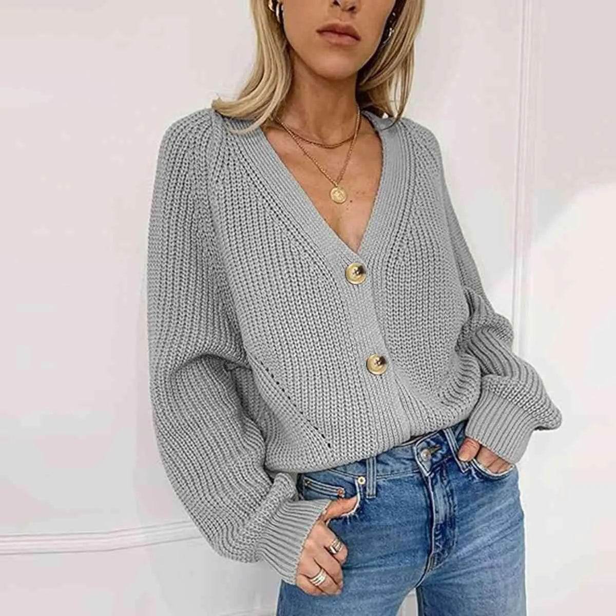 Button-Up V-Neck Long Sleeve Cardigan – Soft, Stylish Everyday Layer | Bona Fide Fashion - Bona Fide Fashion