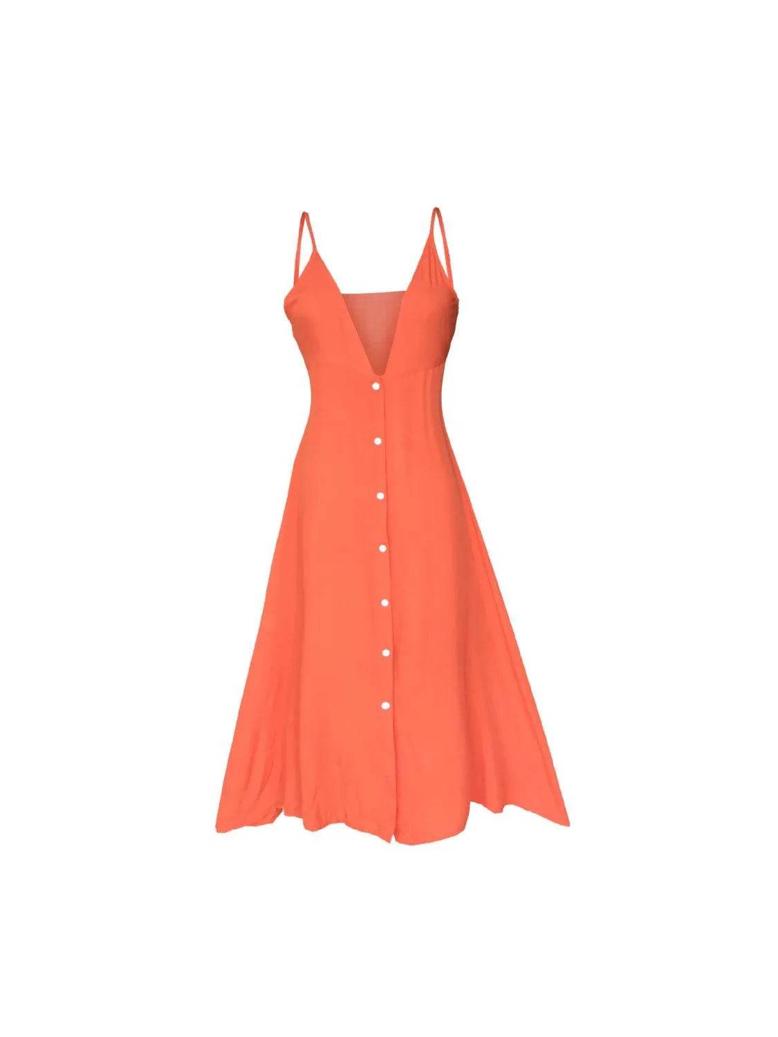 Buttoned Plunge Midi Cami Dress – Flirty & Elegant Silhouette | Bona Fide Fashion - Bona Fide Fashion