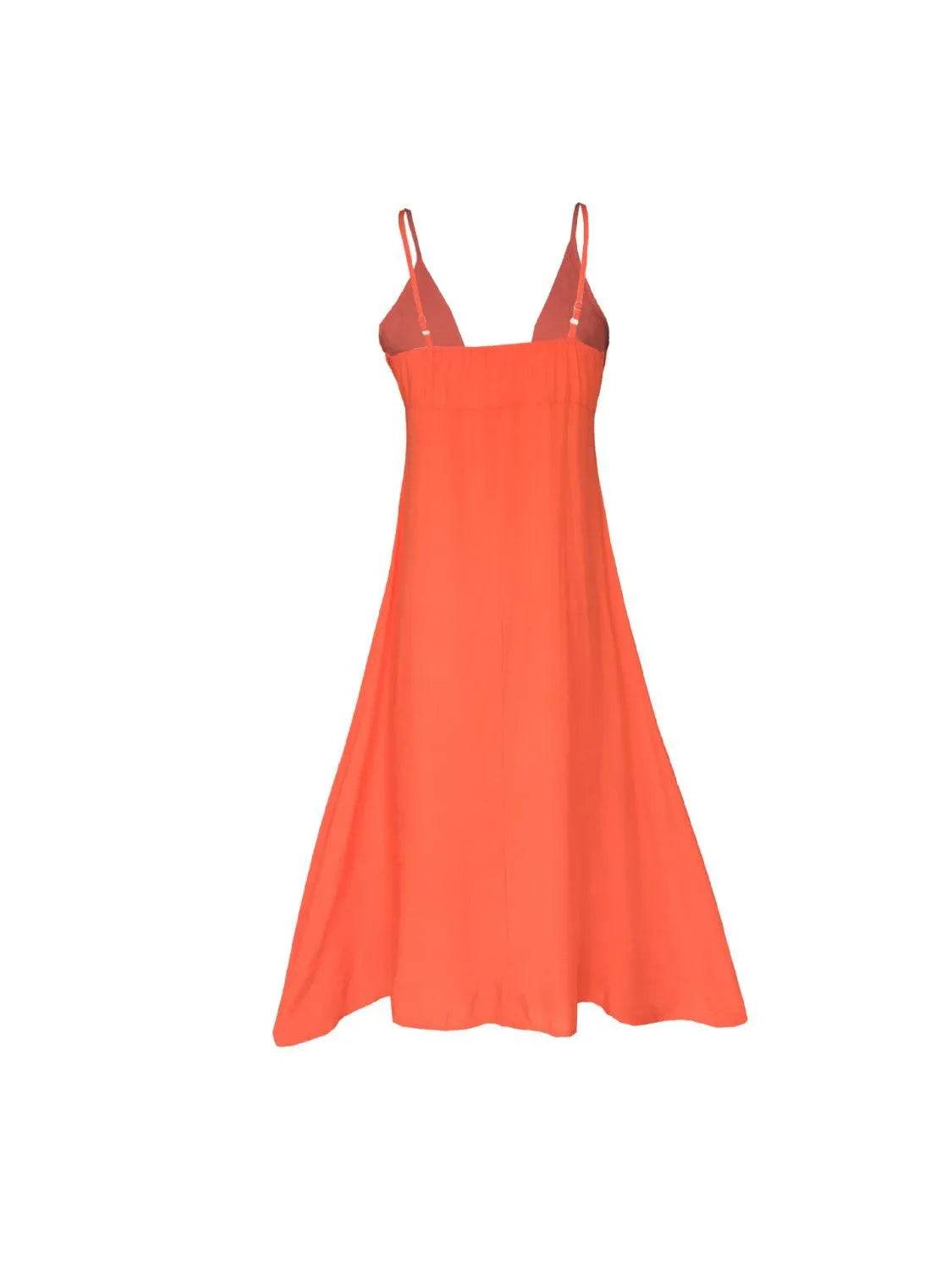 Buttoned Plunge Midi Cami Dress – Flirty & Elegant Silhouette | Bona Fide Fashion - Bona Fide Fashion