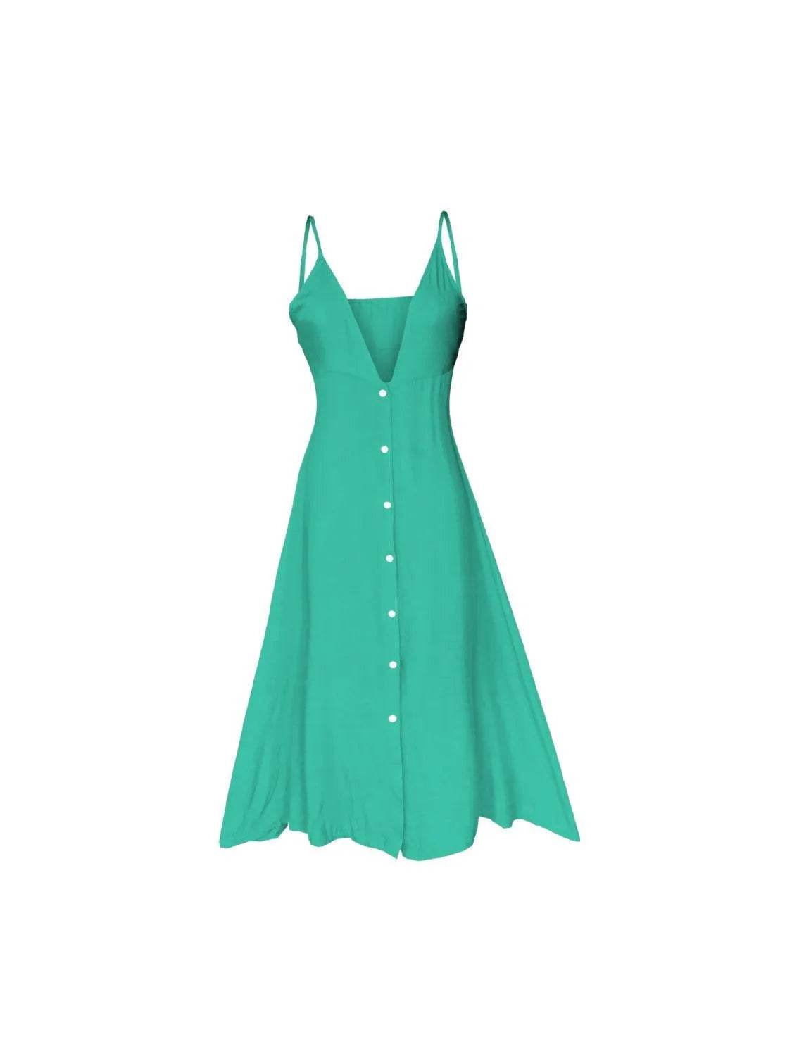 Buttoned Plunge Midi Cami Dress – Flirty & Elegant Silhouette | Bona Fide Fashion - Bona Fide Fashion
