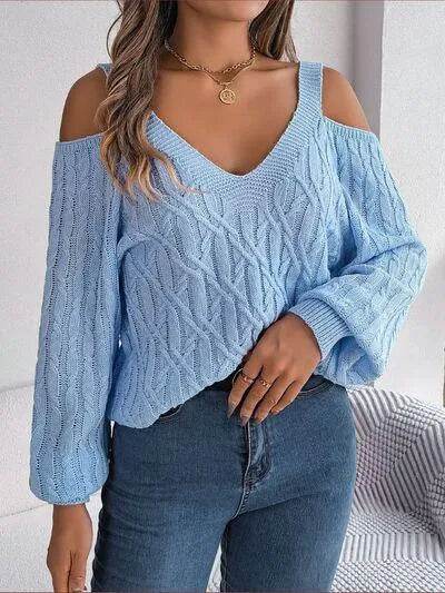 Cable Knit Cold Shoulder Sweater – Stylish Warmth with a Flirty Twist | Bona Fide Fashion - Bona Fide Fashion