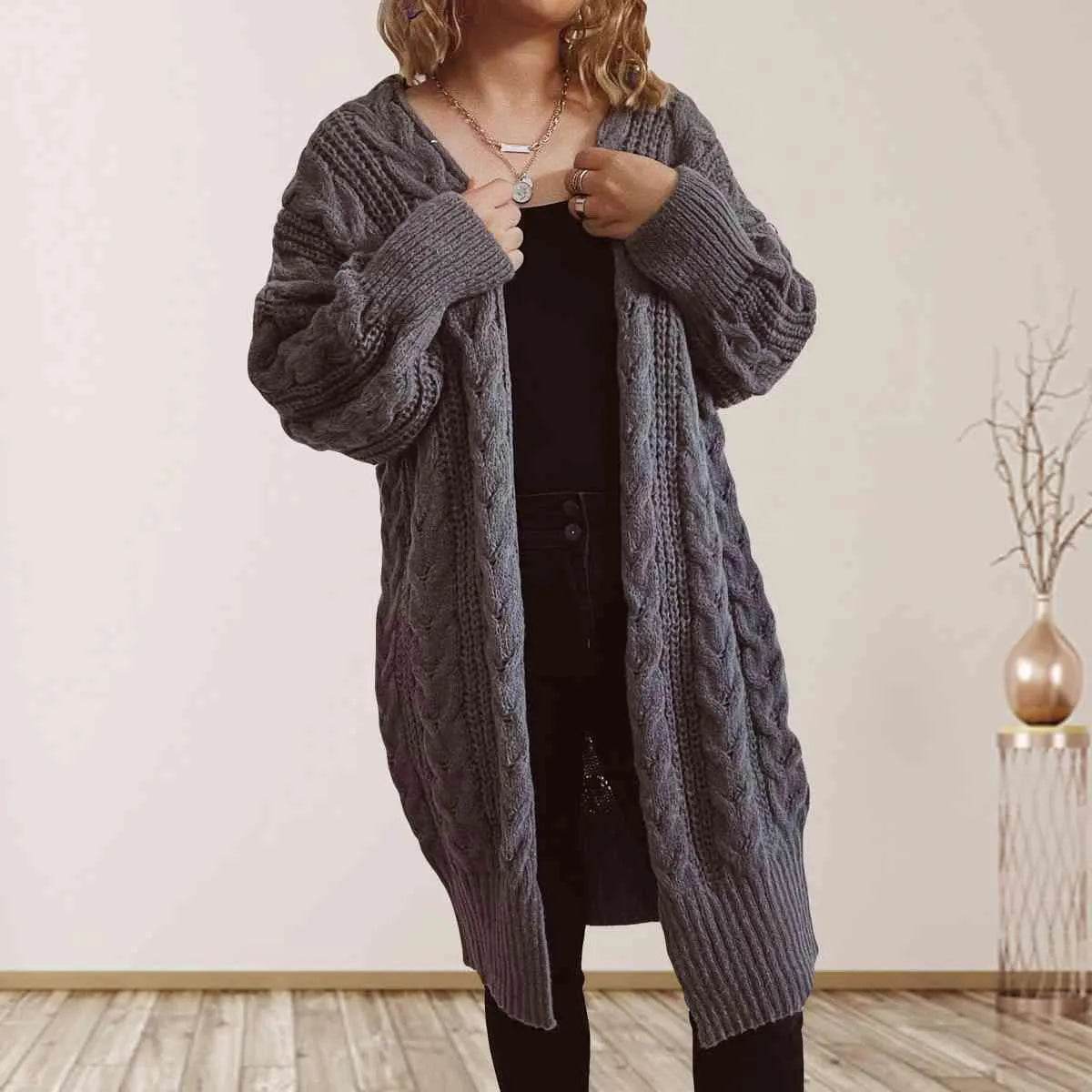 Cable Knit Open Front Cardigan – Dropped Shoulder Cozy Vibes | Bona Fide Fashion - Bona Fide Fashion