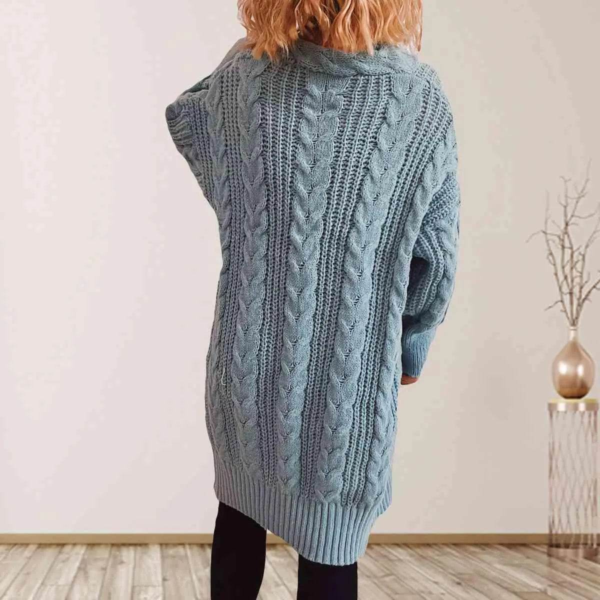 Cable Knit Open Front Cardigan – Dropped Shoulder Cozy Vibes | Bona Fide Fashion - Bona Fide Fashion