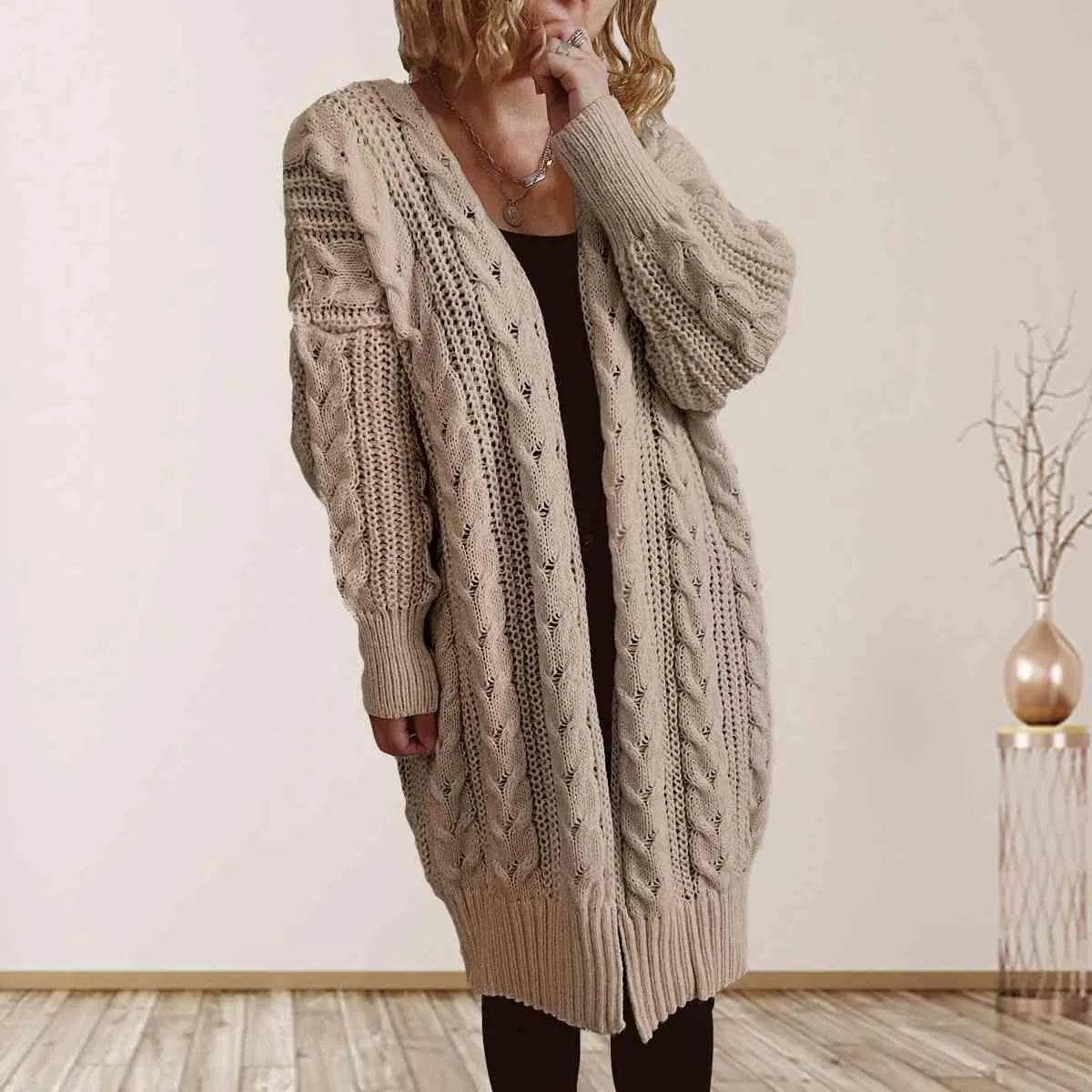 Cable Knit Open Front Cardigan – Dropped Shoulder Cozy Vibes | Bona Fide Fashion - Bona Fide Fashion