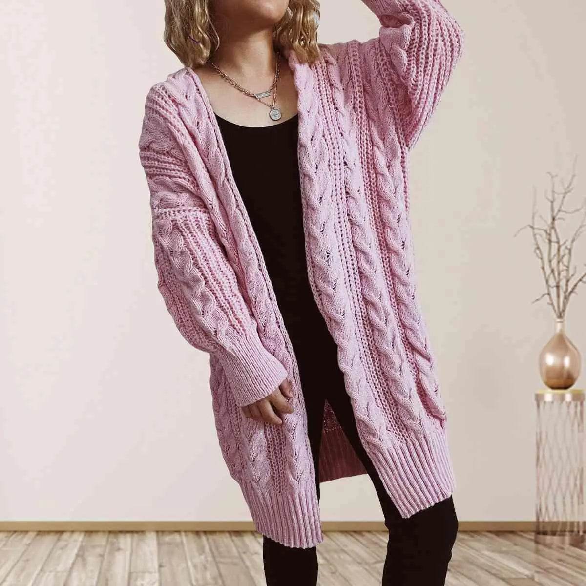 Cable Knit Open Front Cardigan – Dropped Shoulder Cozy Vibes | Bona Fide Fashion - Bona Fide Fashion