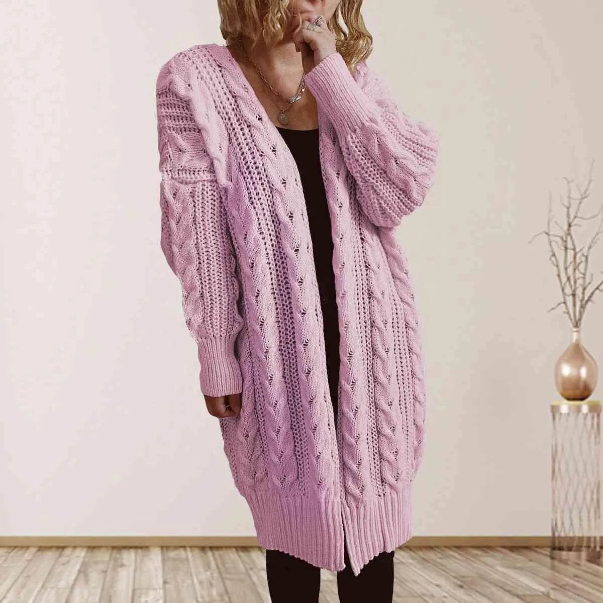 Cable Knit Open Front Cardigan – Dropped Shoulder Cozy Vibes | Bona Fide Fashion - Bona Fide Fashion
