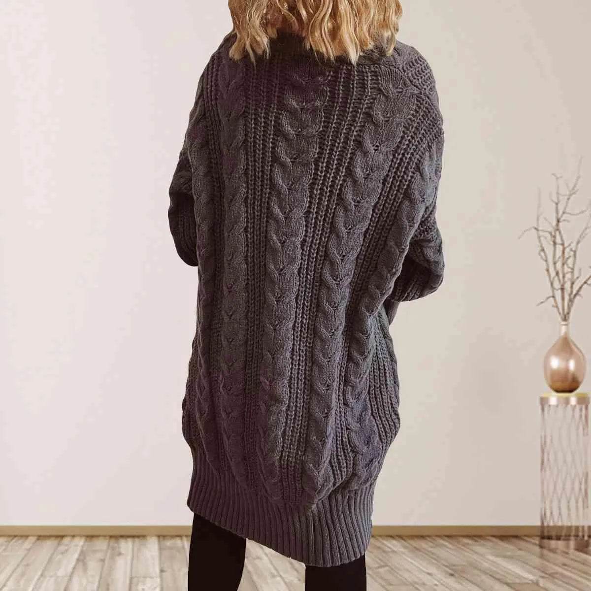Cable Knit Open Front Cardigan – Dropped Shoulder Cozy Vibes | Bona Fide Fashion - Bona Fide Fashion