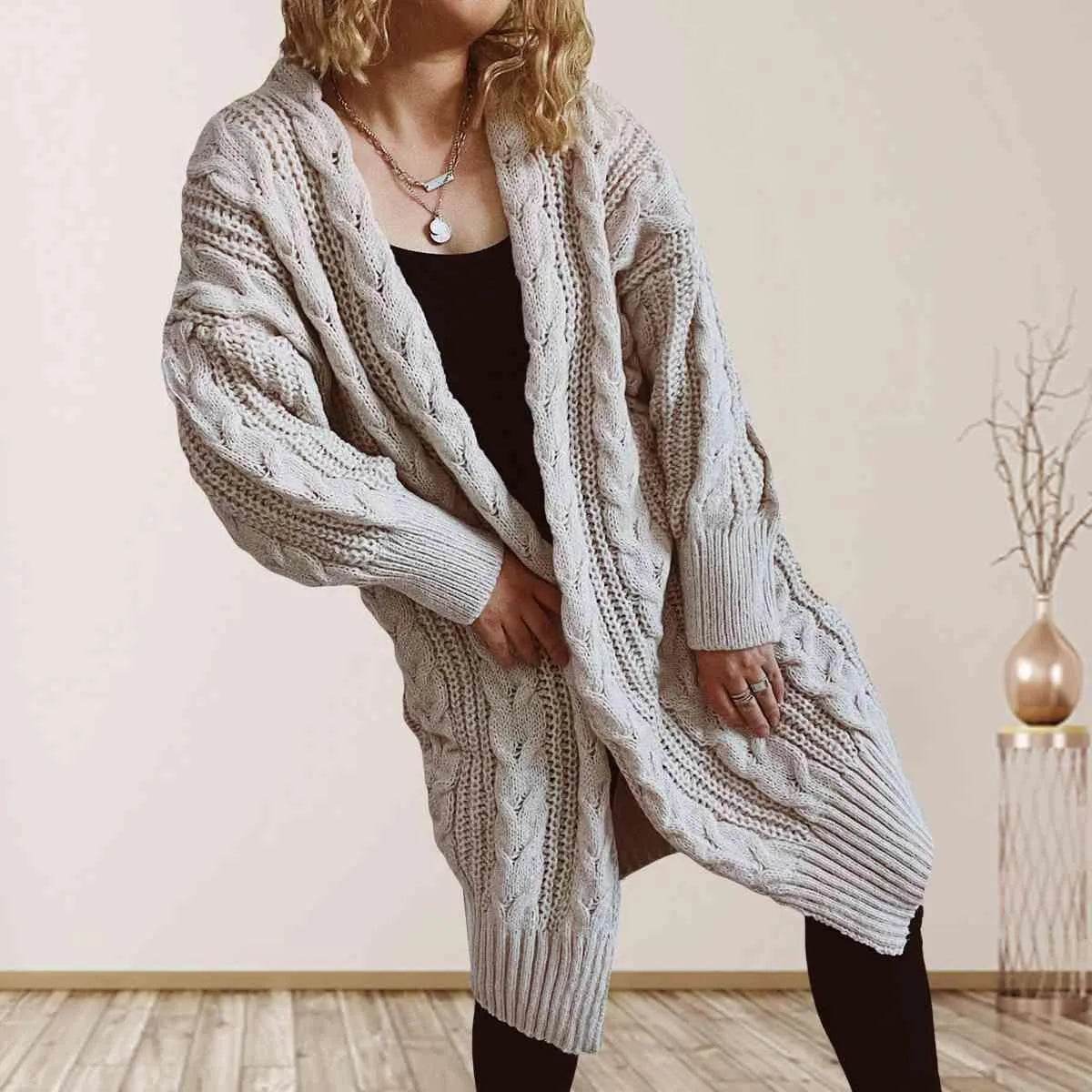 Cable Knit Open Front Cardigan – Dropped Shoulder Cozy Vibes | Bona Fide Fashion - Bona Fide Fashion