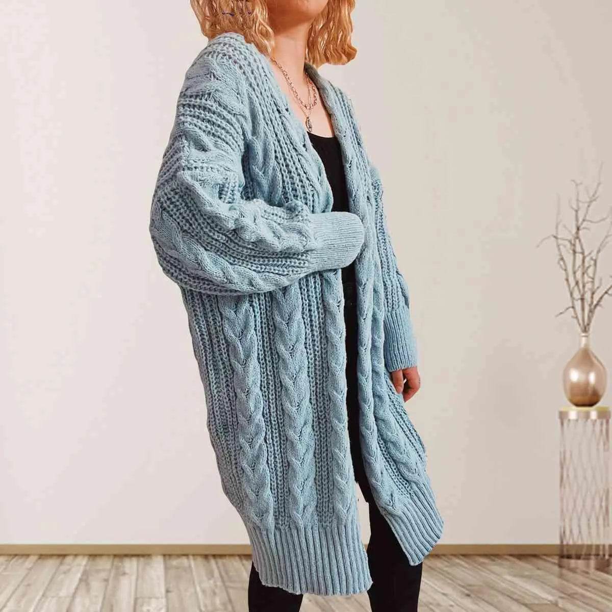 Cable Knit Open Front Cardigan – Dropped Shoulder Cozy Vibes | Bona Fide Fashion - Bona Fide Fashion
