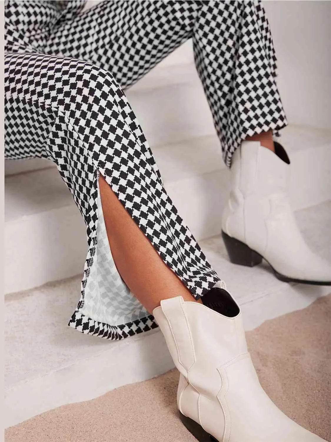 Checkered Blazer & Slit Pants Set – Tailored Chic with a Modern Edge | Bona Fide Fashion - Bona Fide Fashion