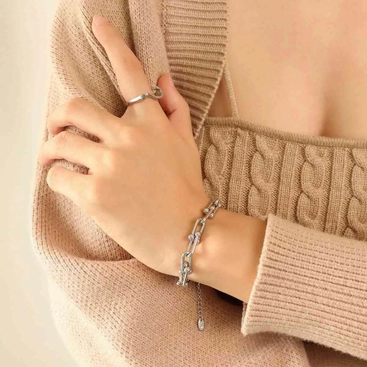 Chunky Chain Titanium Steel Bracelet – Edgy, Durable Statement Piece | Bona Fide Fashion - Bona Fide Fashion