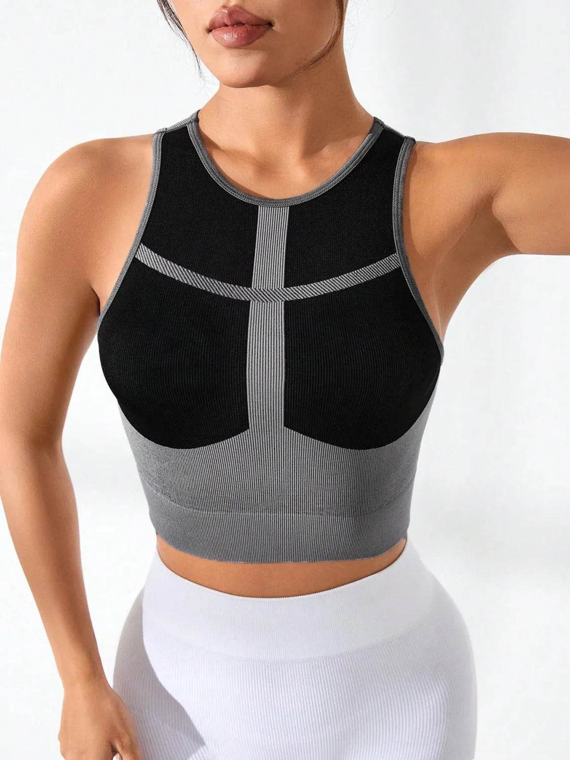 Bona Fide Fashion - Color Block Round Neck Active Tank - Women Fashion - Bona Fide Fashion