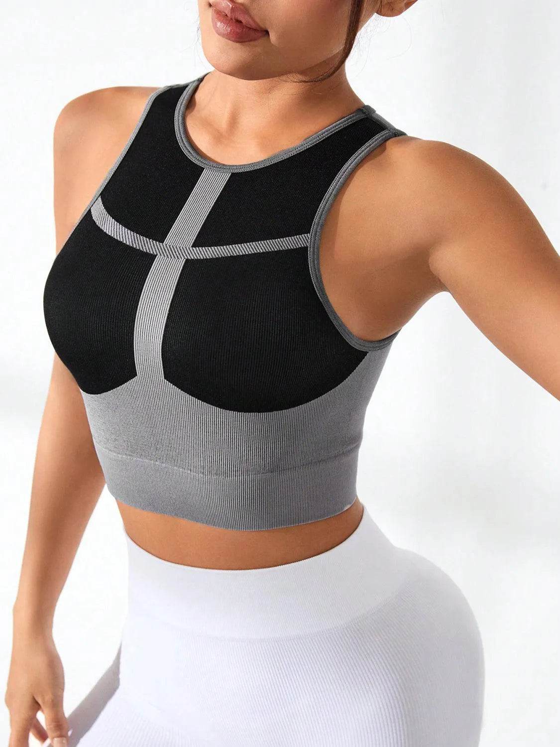Bona Fide Fashion - Color Block Round Neck Active Tank - Women Fashion - Bona Fide Fashion