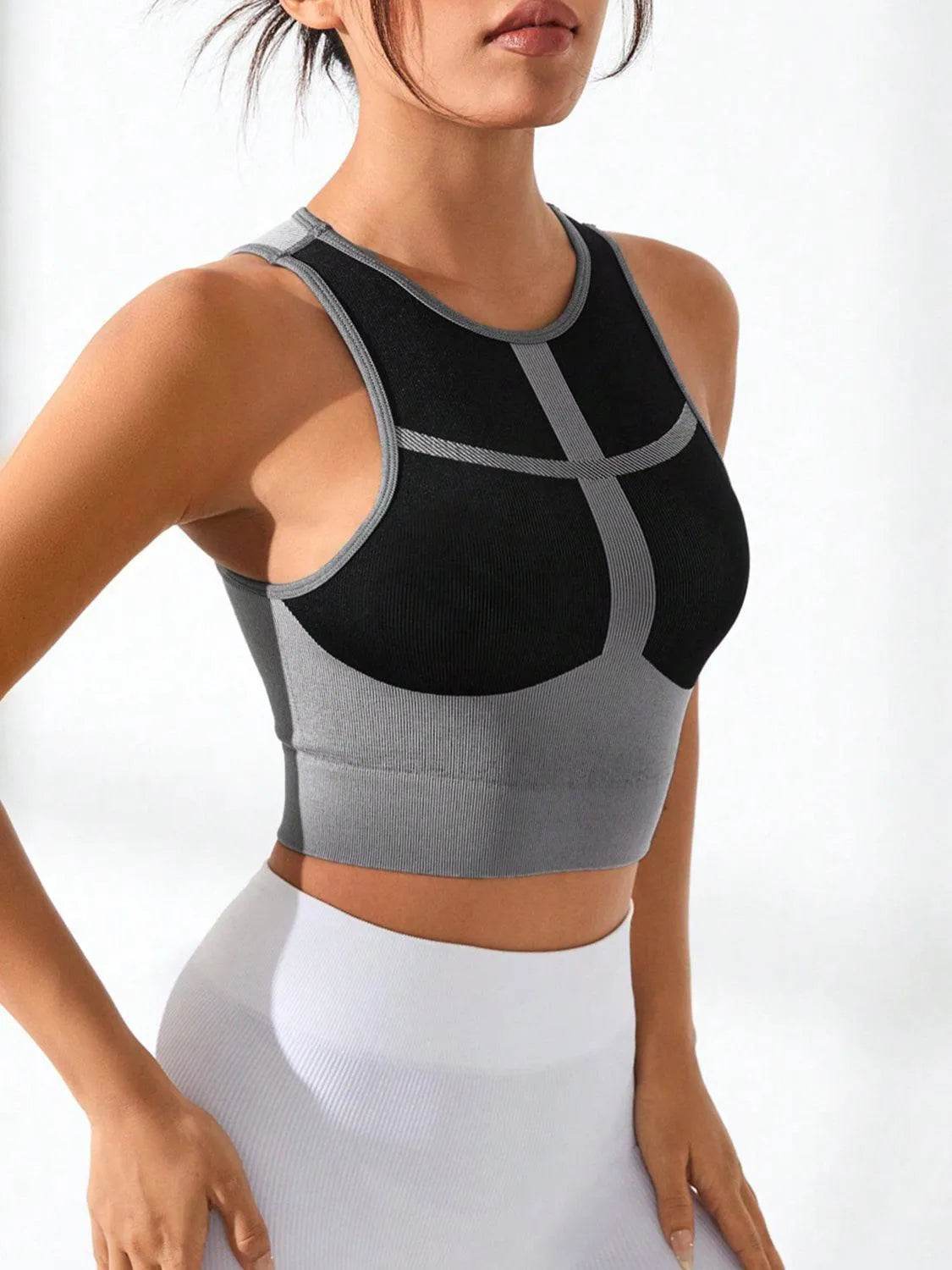Bona Fide Fashion - Color Block Round Neck Active Tank - Women Fashion - Bona Fide Fashion