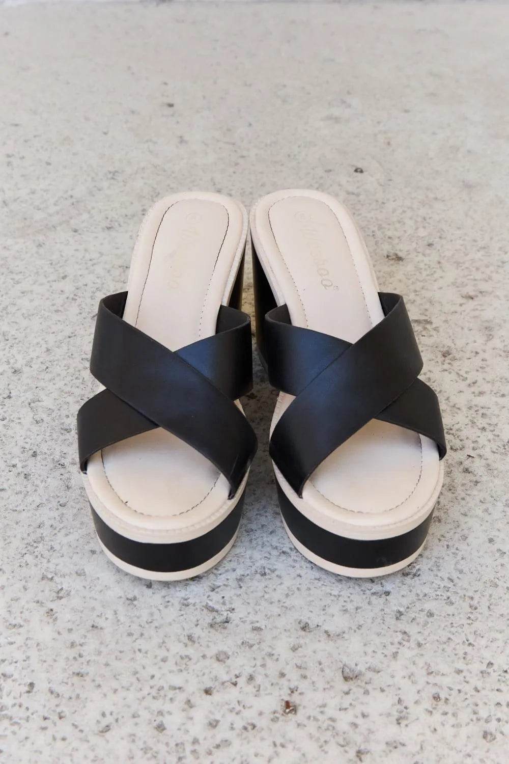 Bona Fide Fashion - Contrast Platform Sandals in Black - Women Fashion - Bona Fide Fashion