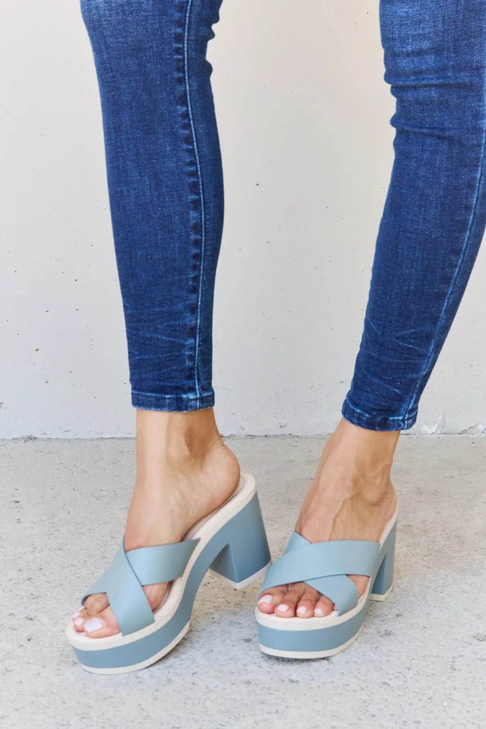 Weeboo “Cherish the Moments” Platform Sandals – Misty Blue Comfort & Style | Bona Fide Fashion - Bona Fide Fashion