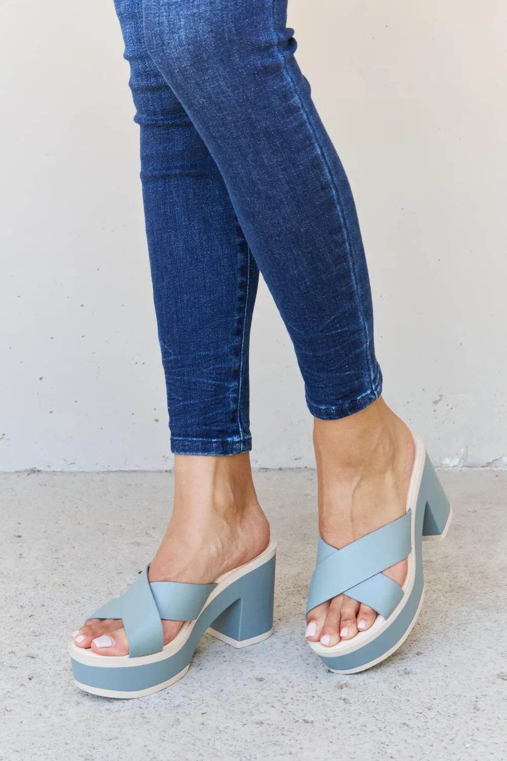 Weeboo “Cherish the Moments” Platform Sandals – Misty Blue Comfort & Style | Bona Fide Fashion - Bona Fide Fashion