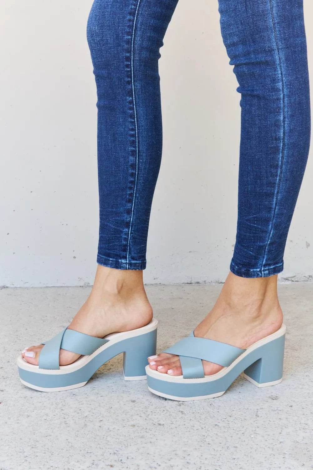 Weeboo “Cherish the Moments” Platform Sandals – Misty Blue Comfort & Style | Bona Fide Fashion - Bona Fide Fashion