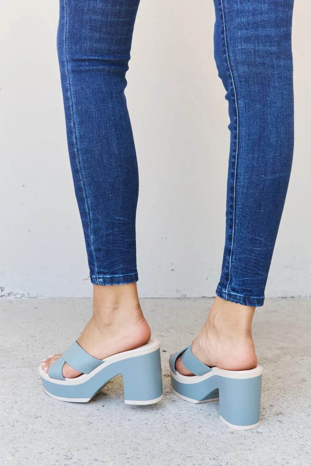 Weeboo “Cherish the Moments” Platform Sandals – Misty Blue Comfort & Style | Bona Fide Fashion - Bona Fide Fashion