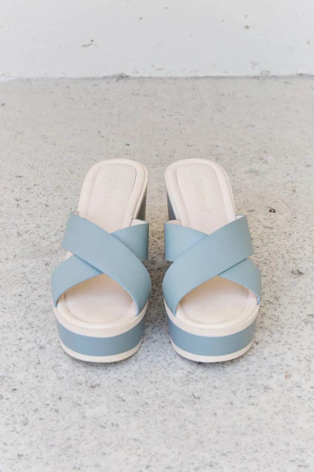 Weeboo “Cherish the Moments” Platform Sandals – Misty Blue Comfort & Style | Bona Fide Fashion - Bona Fide Fashion