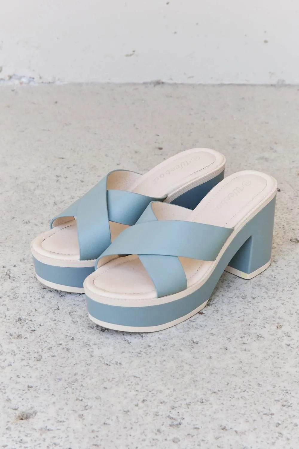 Weeboo “Cherish the Moments” Platform Sandals – Misty Blue Comfort & Style | Bona Fide Fashion - Bona Fide Fashion