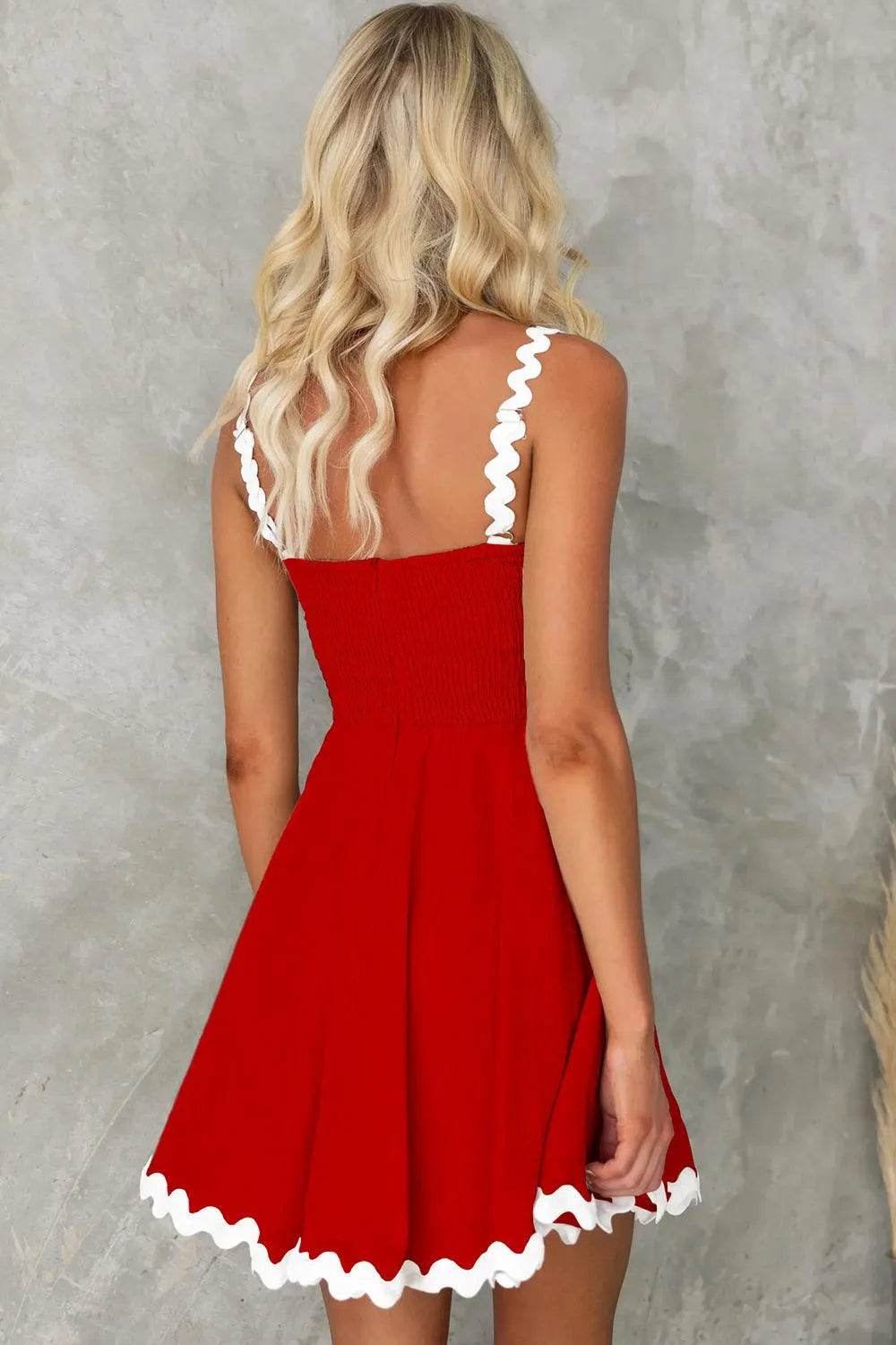 Contrast Trim Square Neck Mini Dress – Stylish Bodycon Look for Day or Night - Bona Fide Fashion