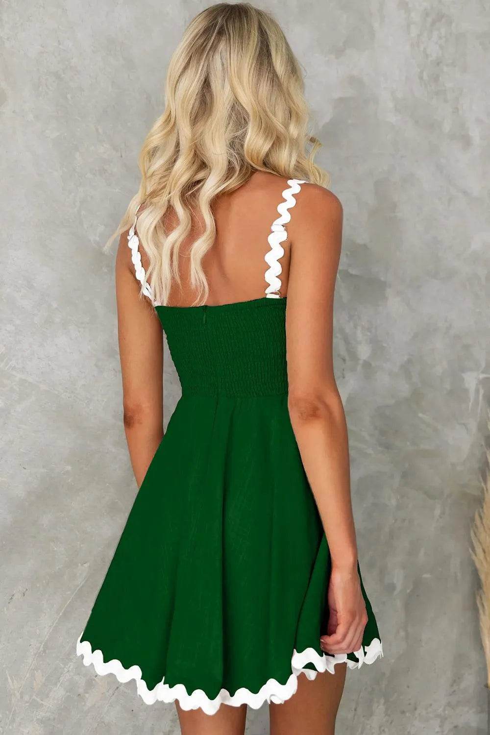 Contrast Trim Square Neck Mini Dress – Stylish Bodycon Look for Day or Night - Bona Fide Fashion