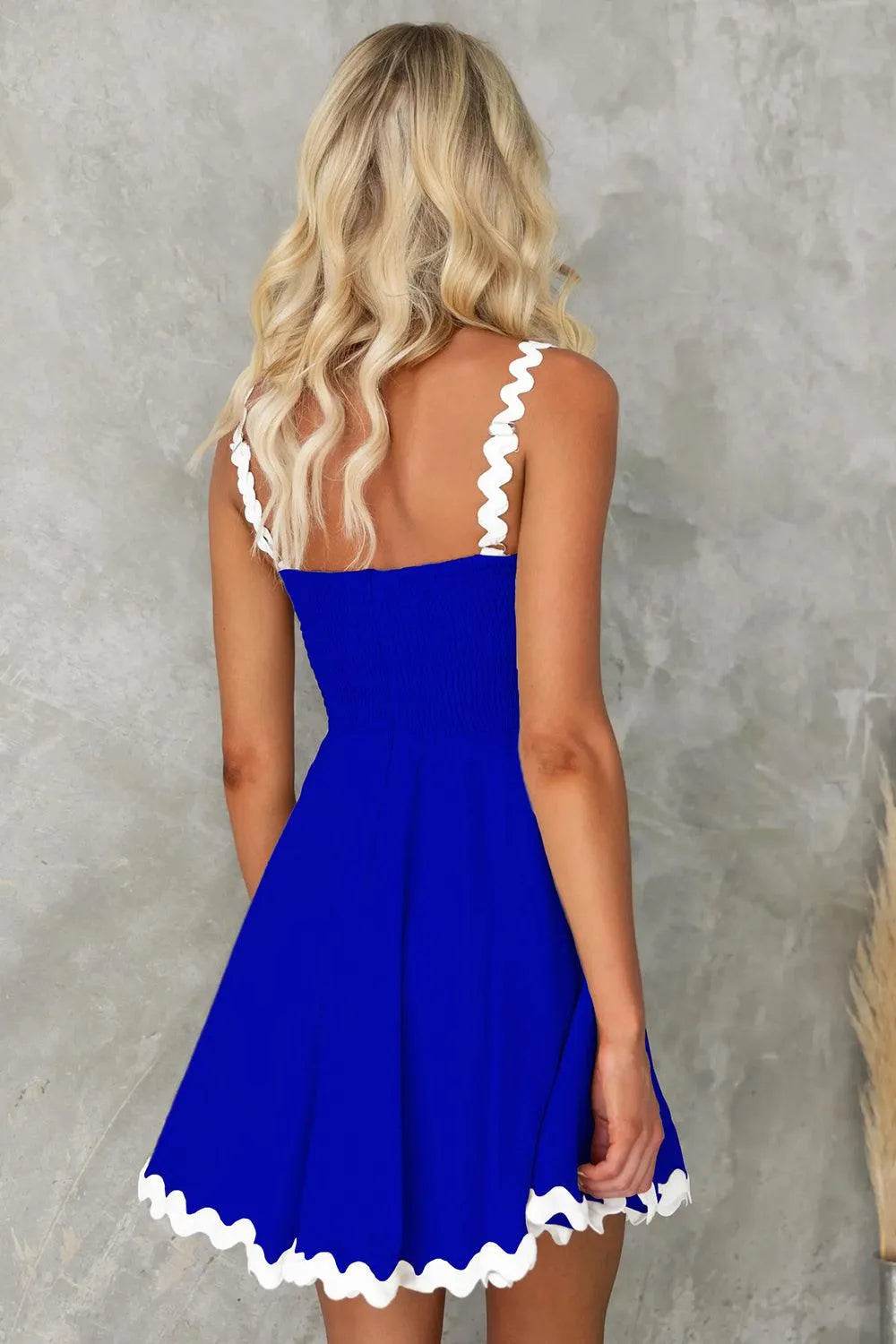 Contrast Trim Square Neck Mini Dress – Stylish Bodycon Look for Day or Night - Bona Fide Fashion