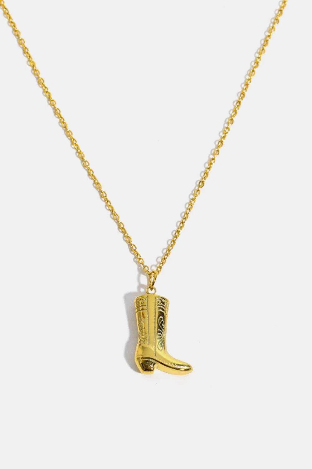 Bona Fide Fashion - Cowboy Boot Pendant Stainless Steel Necklace - Women Fashion - Bona Fide Fashion