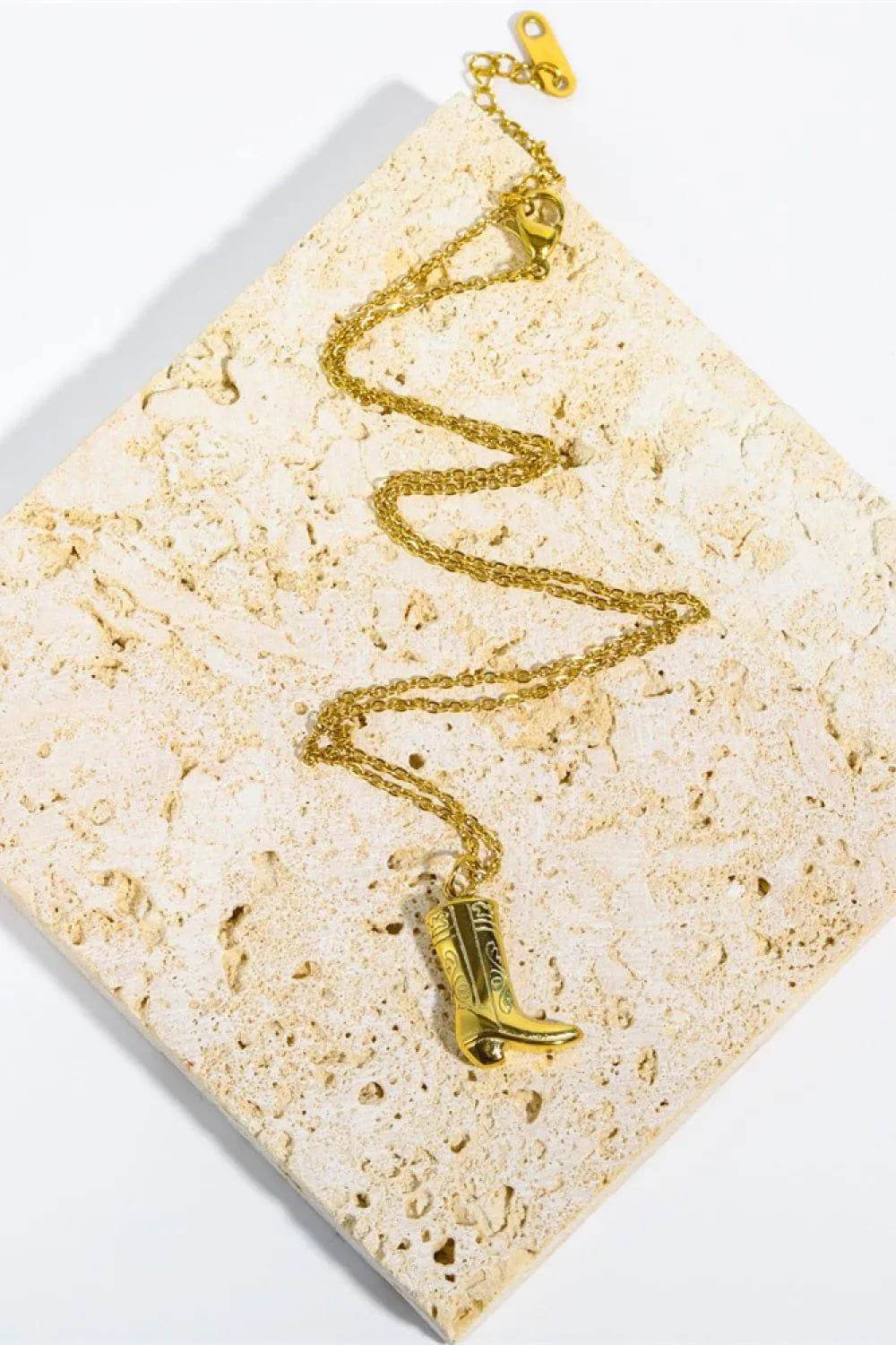 Bona Fide Fashion - Cowboy Boot Pendant Stainless Steel Necklace - Women Fashion - Bona Fide Fashion