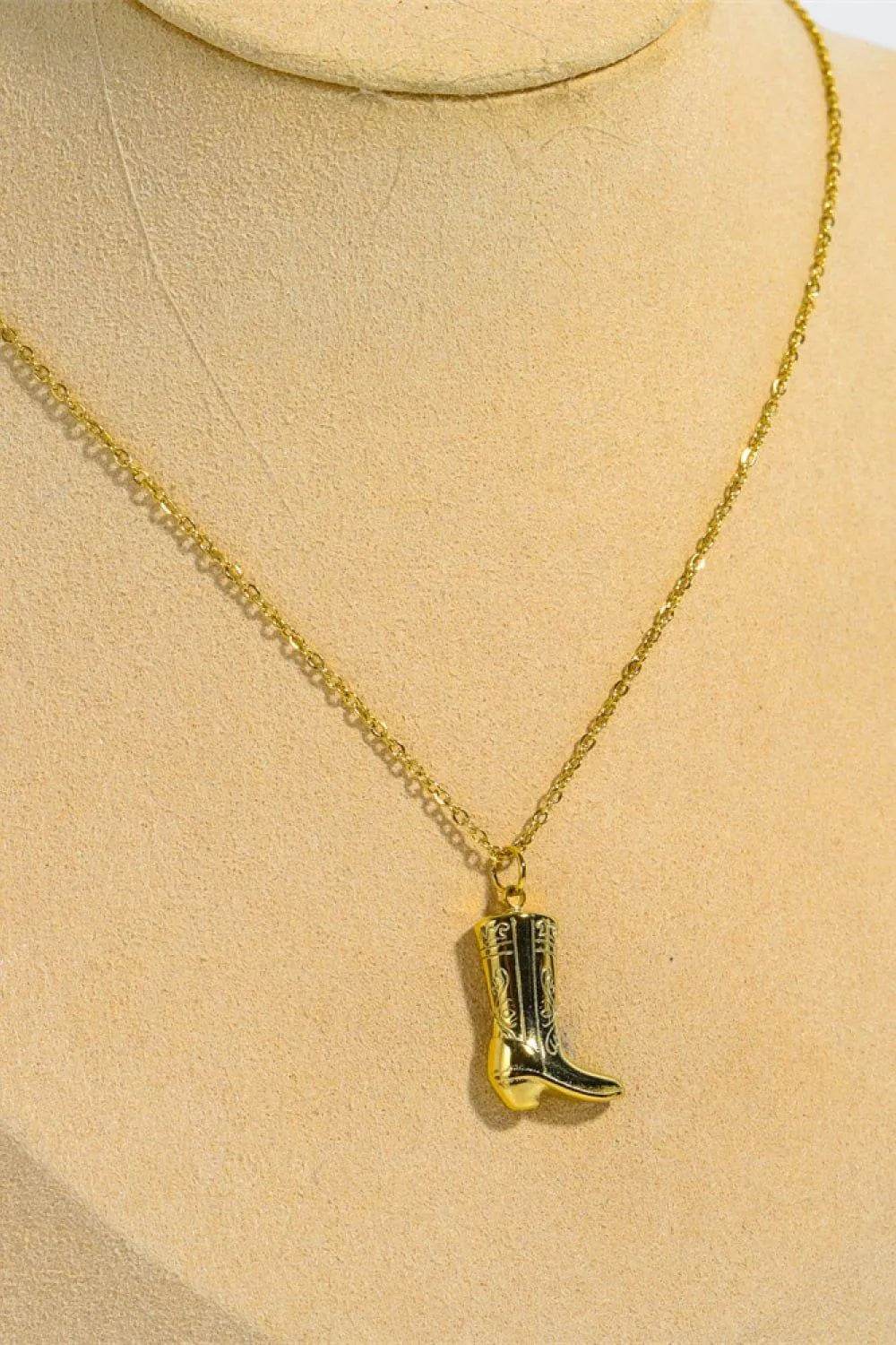 Bona Fide Fashion - Cowboy Boot Pendant Stainless Steel Necklace - Women Fashion - Bona Fide Fashion