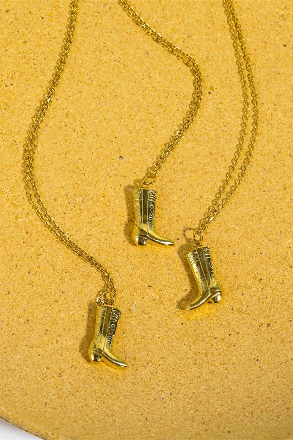 Bona Fide Fashion - Cowboy Boot Pendant Stainless Steel Necklace - Women Fashion - Bona Fide Fashion