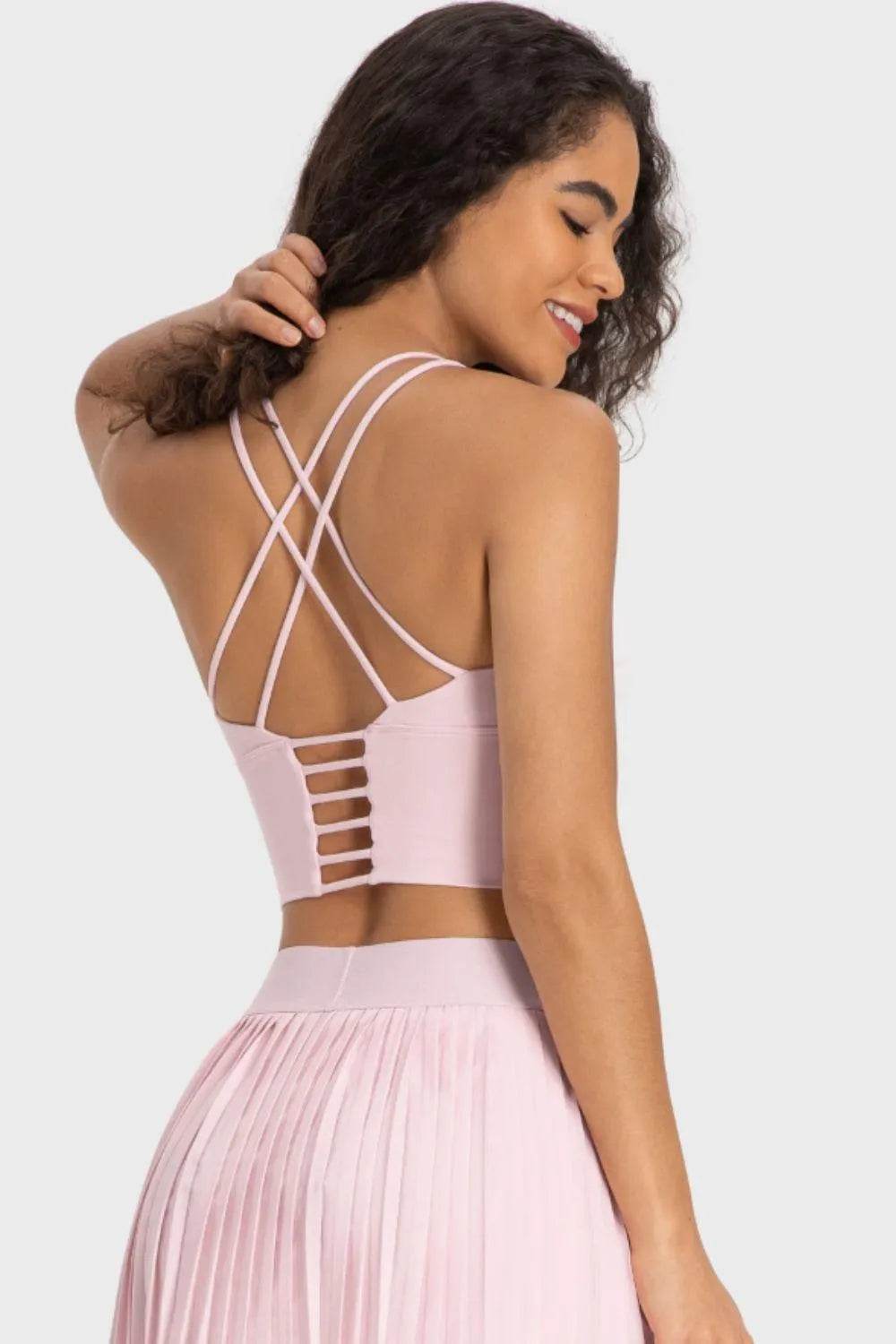 Crisscross Back Ladder Detail Sports Bra – Stylish Supportive Activewear for Women - Bona Fide Fashion