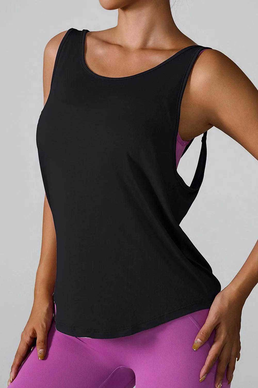 Crisscross Round Neck Active Tank – Lightweight Workout Top for Women - Bona Fide Fashion