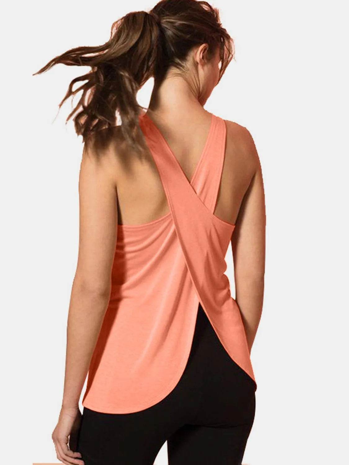 Crisscross Scoop Neck Active Tank Top for Women – Stylish Workout Wear - Bona Fide Fashion
