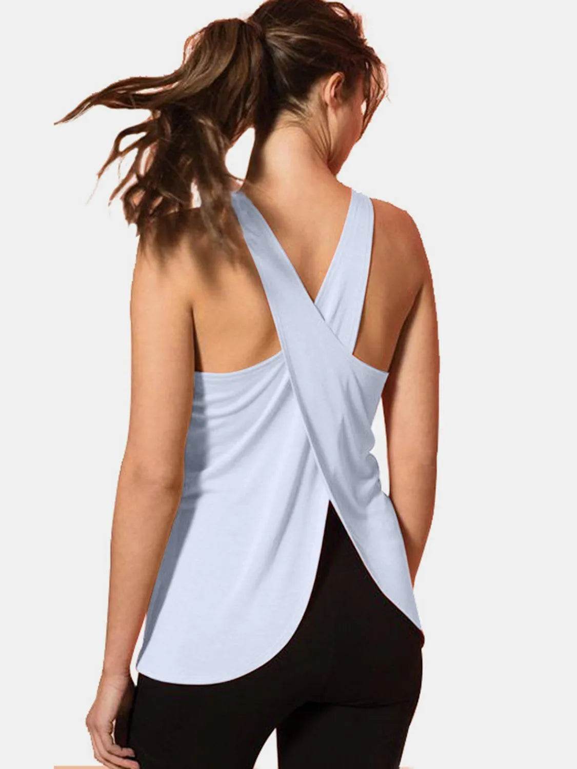 Crisscross Scoop Neck Active Tank Top for Women – Stylish Workout Wear - Bona Fide Fashion