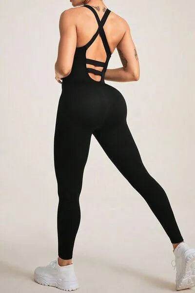 Women’s Crisscross Wide Strap Jumpsuit – Chic & Comfortable One-Piece Outfit - Bona Fide Fashion